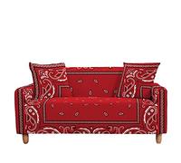 Chickwing Housse de Canapé Universel 1/2/3/4 Places, Elastique 3D Bohème Paisley Style Nordique Confortable Protection de Canapé avec Accoudoirs Décorationpour Salon Sofa Décorative (Rouge,3 Places)