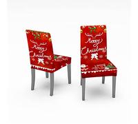 Chickwing Noël Housse de Chaise Extensible Bleu Noir Impression de Christmas, pour Mariage, Noel, Restaurant, Hôtel, Conférence, Universel Housse de Chaise 1/2/4/6 pièces (4 pièces,Noël B)