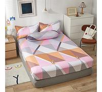 Chickwing Plaid Rayures Drap Housse Antidérapants Housse De Matelas, 100% Polyester Confortable Respirant Drap-Housse Poche Profonde 25cm - Résistant Rides (Rayures de Couleur,200x220x25cm)