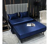 Chickwing Soie Satinée Drap Housse Couleur Unie Antidérapants Housse De Matelas, Polyester Confortable Respirant Drap-Housse Poche Profonde 36-40cm - Résistant Rides (Bleu Royal,180x200x40cm)