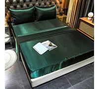 Chickwing Soie Satinée Drap Housse Couleur Unie Antidérapants Housse De Matelas, Polyester Confortable Respirant Drap-Housse Poche Profonde 36-40cm - Résistant Rides (Vert,180x200x40cm)