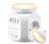 CHICLEW Cube multiprise avec lumière, 4 prises USB C, multiprise 8 en 1 avec 3 USB A, 1 USB C et câble de 1,8 m pour bureau, voyage
