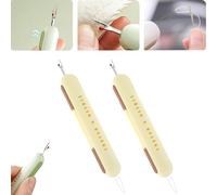 Chiclify 2 in 1 Needle Threader Seam Ripper Tool, Chiclify Needle Threader, Stretchable Remover Needle Threading Tool, Hand Sewing Machine Automatic Needle Threaders for Sewing Knitting (2*Yellow)