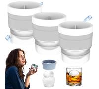 Chiclify Ice Ball Maker Mold, 2.5 Inch Round Ice Cube Mold, Upgraded Sphere Ice Cubes Silicone Ice Cube Molds, Easy-Release Sphere Ice Maker (3pcs*white)