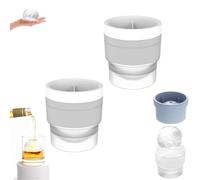 Chiclify Ice Ball, Round Ice Cube Mold, 2.5in Slow Melting Round Ice Cube Mold, Non-bpa Premium Silicone Ice Cube Molds, Easy-Release Sphere Ice Maker, For Bourbon Whiskey, Cocktail (2pcsWhite)
