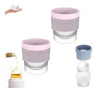 Chiclify Ice Ball, Round Ice Cube Mold, 2.5in Slow Melting Round Ice Cube Mold, Non-bpa Premium Silicone Ice Cube Molds, Easy-Release Sphere Ice Maker, For Bourbon Whiskey, Cocktail (2pcsPink)