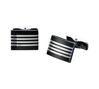ChicLitonor Boutons de Manchette Carrés Chemise Coffret Bijoux Style Classique Cuivre Hypoallergénique Convient Aux Cérémonies Mariage Affaires Cadeaux Ma, Bande Noire argentée