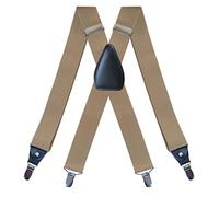 ChicLitonor Bretelles Homme, En Forme de X, élastiques avec 4 Pinces, Fermes, Réglables, 3,5 Cm de Large, Taille Unique, Robustes, pour Adultes, beige