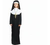 ChicLitonor Costume Enfant Habit de Religieuse Déguisement Catholique Doux Polyester pour Fille Adaptée à Halloween Événement Scolaire Représentation Religieuse Fête à Thème, M