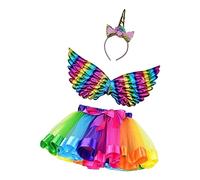 ChicLitonor Costume Licorne Fille Ensemble Robe de Princesse Ailes Accessoire Cosplay Polyester Unique Adapté pour Fête Déguisée Anniversaire Représentation, Styled