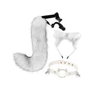 ChicLitonor Ensemble Oreilles, Collier et Queue - Cosplay Mignon pour, Les Fêtes et Les Spectacles sur Scène, Blanc Noir