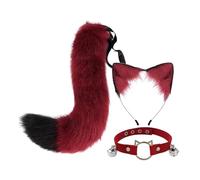 ChicLitonor Ensemble Oreilles, Collier et Queue - Cosplay Mignon pour, Les Fêtes et Les Spectacles sur Scène, Rouge Noir