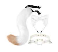 ChicLitonor Ensemble Oreilles, Collier et Queue - Cosplay Mignon pour, Les Fêtes et Les Spectacles sur Scène, Blanc Marron