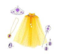 ChicLitonor Ensemble Princesse Fille Cape Sequins Tulle Costume Accessoires Jouet Matériau Souple Déguisement Contes Fées Adapté pour Soirées Photos Anniversaires, Jaune