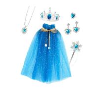 ChicLitonor Ensemble Princesse Fille Cape Sequins Tulle Costume Accessoires Jouet Matériau Souple Déguisement Contes Fées Adapté pour Soirées Photos Anniversaires, Bleu