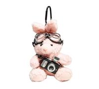 ChicLitonor Porte-clés Pendentif Appareil Photo en Peluche Coton, Design Créatif avec Fonction Flash, Idéal pour, Les Femmes, La Décoration, Lapin Rose