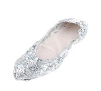 ChicLitonor Souples et Professionnelles pour Femmes et Filles, Chaussures de Danse Orientale à Paillettes, Or/argent, Pointure 3,5, argent, XL