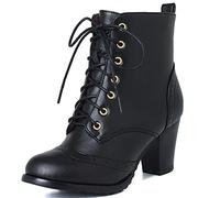 CHICMARK Bottines à Lacets Vintage pour Femmes avec Bout Rond et Talon Bloc