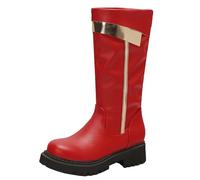 CHICMARK Bottines à plateforme pour femme - Détails en métal - Talon de 4,5 cm pour un style urbain, rouge, 34 EU