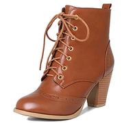 CHICMARK Bottines à talon bloc pour femme, marron, 33 EU