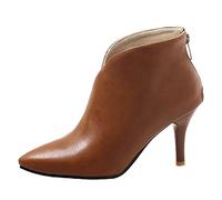 CHICMARK Bottines confortables pour femme avec talon fin et fermetures éclair, marron, 38 EU