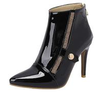 CHICMARK Bottines tendance printemps été pour femme avec talon aiguille et bout pointu et fermeture éclair, Noir1, 43 EU