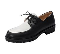 CHICMARK Chaussures basses à lacets pour femme | Talon bas et bout rond de 3 cm | Style Oxford pour le quotidien | Semelle confortable pour la course à pied, Blanc., 37 EU