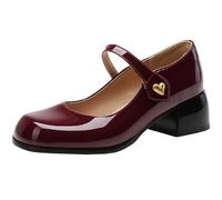 CHICMARK Chaussures confortables Mary Jane pour femme avec bout rond pour les occasions décontractées, rouge bordeaux, 41 EU