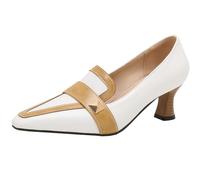 CHICMARK Escarpins élégants pour femme avec talons chatons et bout pointu, Blanc., 37 EU