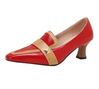 CHICMARK Escarpins élégants pour femme avec talons chatons et bout pointu, rouge, 37 EU