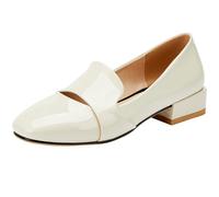 CHICMARK Escarpins respirants pour femme avec talons bas et épais, beige, 33 EU