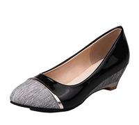 CHICMARK Escarpins sans fermeture pour femme avec talon compensé, gris, 34 EU