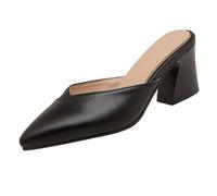CHICMARK Mules à talon bloc pour femme - Talon et bout pointu de 6,5 cm - À enfiler confortable avec doublure respirante - Pour le bureau et les loisirs, Noir , 39 EU