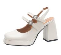 CHICMARK Sandales à plateforme pour femme avec talons hauts pour robe, beige, 38 EU
