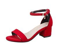 CHICMARK Sandales confortables pour femme avec talon bloc - Chaussures d'été à bout ouvert, rouge, 47 EU