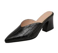CHICMARK Sandales de soirée avec bout pointu - Talon bloc de 6,5 cm et aspect crocodile - Chaussures confortables à enfiler pour femme - Pour fêtes et occasions festives, Noir , 33 EU