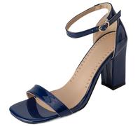CHICMARK Sandales d'été à bout ouvert pour femme avec talon bloc et talon conique, bleu foncé, 42 EU