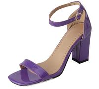 CHICMARK Sandales d'été à bout ouvert pour femme avec talon bloc et talon conique, violet foncé, 46 EU