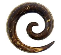 CHICNET Corps en Bois Tribal Extension percer XL Spirale 4mm Boucle d'oreille en Bois de Coco avec Un Motif Brun foncé Naturel Plug-Tunnel Earring Studs