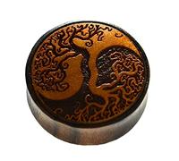 CHICNET Plug chair Yggdrasil Arbre de vie Arbre de vie Yin Yang Bois Bois de sono Jacquier double évasé Tunnel Expandeur Dilatateur Oreille Piercing Femmes Hommes Guerriers Viking Celtique, Bois