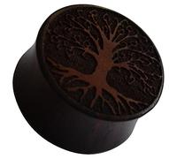 CHICNET Tunnel en bois de sono pour homme et femme - Marron foncé - Gravure arbre de vie - Double flared - 8 mm à 20 mm - Arbre du monde Yggdrasil Tree of Life Arbre de vie., Bois,