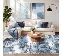 Chicnix Tapis de salon à poils courts, tapis de chambre lavable antidérapant doux, tapis moderne abstrait 140 x 200 cm pour chambre à coucher, chambre d'enfant, bureau, salle à manger, bleu