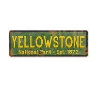 Chico Creek Signs Yellowstone 106180057032 Panneau de décoration de Parc National avec Panneaux rustiques pour décoration de Cabine 6" x 18" Economy Gloss
