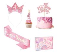 Chicpant Corona Cumpleaños 4 Años Diadema Con Corona Velas Cumpleaños Números Decoración De Tartas Acrylic Cake Topper Happy Birthday Banda