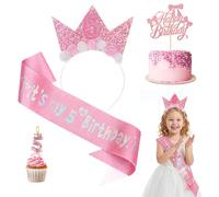 Chicpant Corona Cumpleaños 5 Años Diadema Con Corona Velas Cumpleaños Números Decoración De Tartas Acrylic Cake Topper Happy Birthday Banda