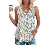 Chicrise Femmes Debardeur Classic Col V Top sans Manche Ample Tunique D'été Légère Multicolore Moyen 38-40