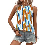 Chicrise Femmes Debardeur Col Rond Plissé Tank Top Long Décontracté Tee Shirt D'été Ample Multicolore Grand 42-44