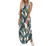 Chicrise Robe d'été Femme Longue Robe Col V avec Fendue Robe Printemps 2025 Nouveau Légèreté Multicolore Petit 34-36