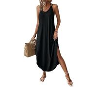 Chicrise Robe Longue D'été Femme Robe Maxi Décontracté Robe De Plage Légèreté Glamour Noir 2X Grand 50-54