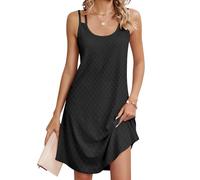 Chicrise Robe Mi Longue Ete Femme sans Manches Chic Et Elegant De Plage Col Rond Ample Casual